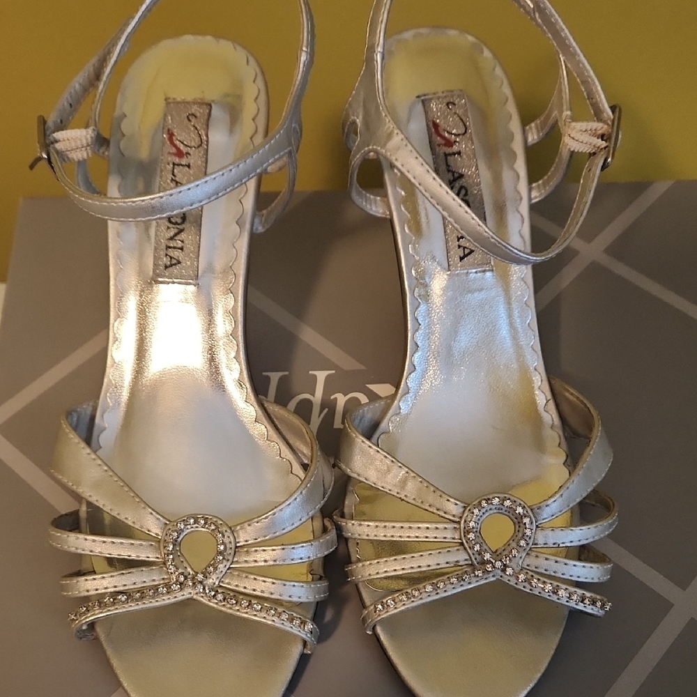 Silver Strappy Women's Sandals - Picture 3 of 5